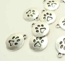 Pet Paw Charm Pendant for DIY Jewelry Dog Paw 15mm DIY Craft 10 pcs