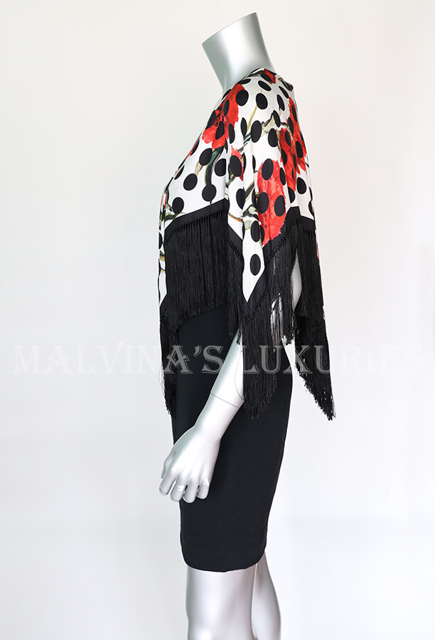 DOLCE & GABBANA★DRESS CARNATION POLKA DOT PRINT FRINGE DOLCE & GABBANA DRESS CARNATION POLKA DOT PRINT FRINGE
