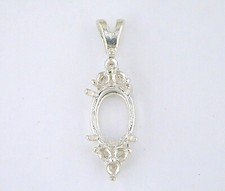 Oval with 6 Accents Pendant Setting Sterling Silver