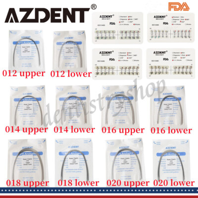 AZDENT Dental Orthodontic Brackets Braces/Super Elastic Niti Round Arch Wires US