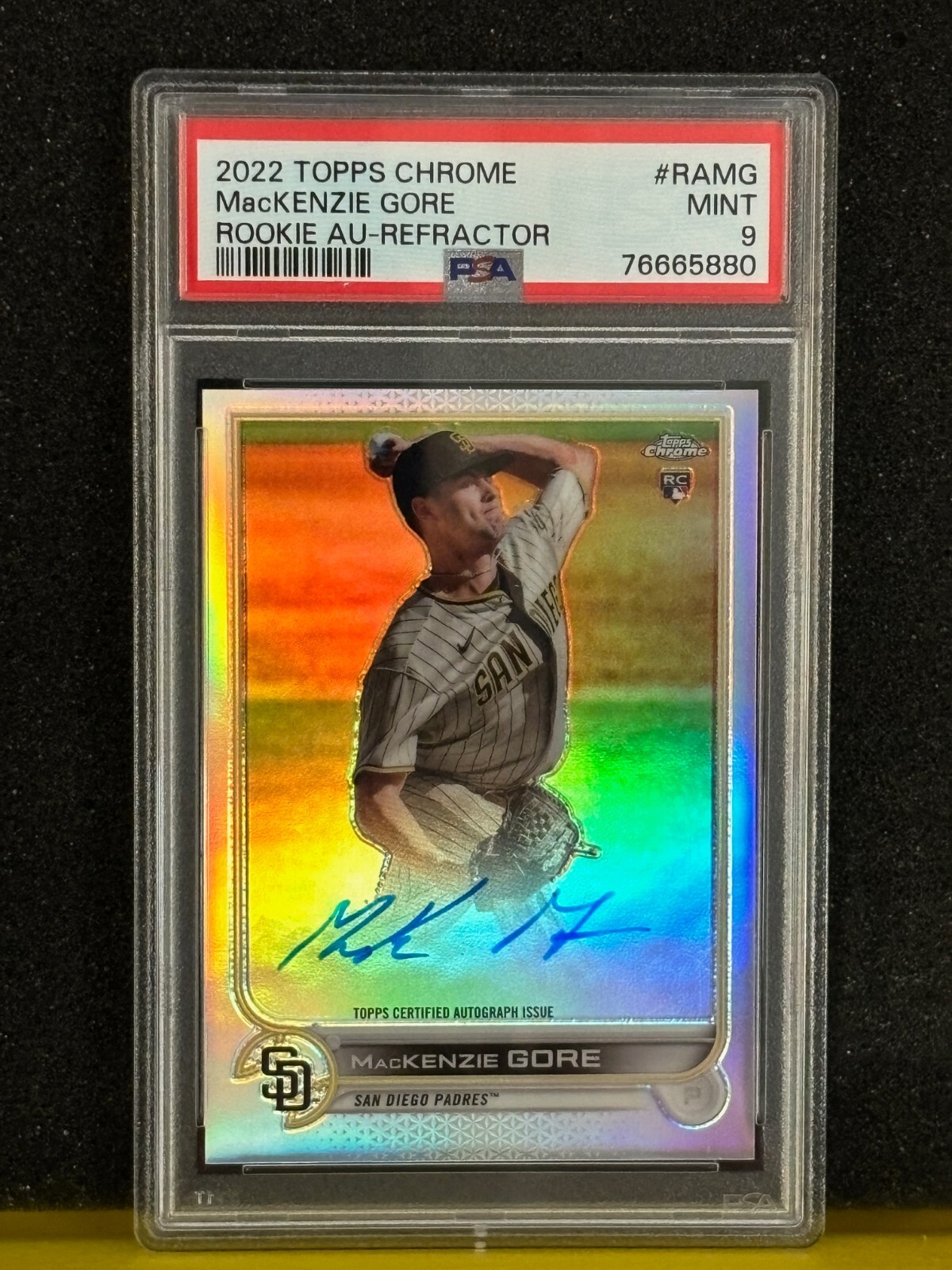 2022 Topps Chrome MacKenzie Gore RC Rookie Auto Refractor /499 PSA 9