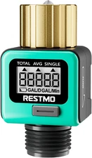 RESTMO Water Flow Meter with Brass Inlet Metal Thread, Measure Gallon/Liter Cons