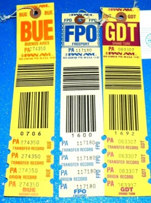 Pan Am Airlines Argentina Grand Turk freeport Luggage Bulk Bag Tag Lot UNUSED