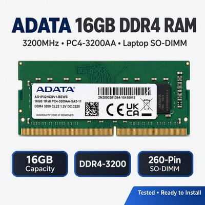 ADATA 16GB (1x16GB) 1Rx8 PC4-3200AA SODIMM LAPTOP MEMORY AO1P32NCSV1-BEWS