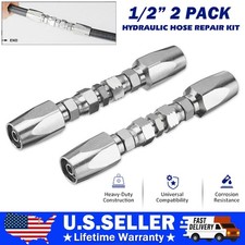 2x Hydraulic Hose Repair Kits - 1/2 ID 2-Wire Hose Reusable Field Repair Fitting