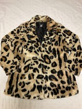 NWOT VENUS Leopard Print Faux Fur Coat Jacket , Size L.