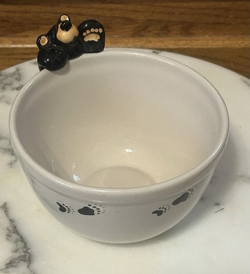 Big Sky Carvers Bearfoots Ceramic Cereal Bowl 3D Black Bear by Jeff Fleming
