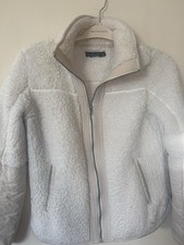 Abercrombie & Fitch Soft AF Sherpa Fleece Full Zip Jacket Cream White Sz XS EUC