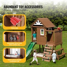Outdoor Wooden Playhouse Kids Garden Cottage - usage example