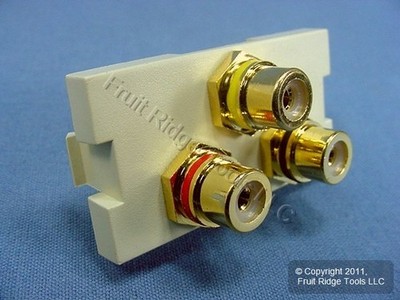 Leviton Ivory MOS Wallplate 3-Port RCA Audio Video Jack Module 41292-3RI