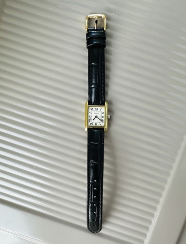 1980’s Cartier Tank 18K Electroplate 17j Manual Wind Women’s Watch Running - Picture 2 of 9