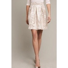 NEW Maeve Anthropologie Rust Garden Metallic Brocade Pleated A Line Skirt M