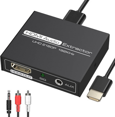 HDMI Audio Extractor 4K with 3.5Mm AUX Stereo and L/R RCA Out Converter Adapter