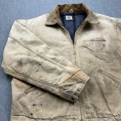 Carhartt Detroit Blanket Lined Jacket Canvas Chore Barn Coat Thrashed Mens Large