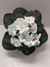 8" Artificial African violet (White) without pot