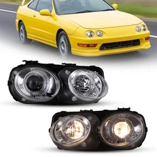 For 1998-2001 Acura Integra Headlights Halo Projector Chrome Clear Front Lamps