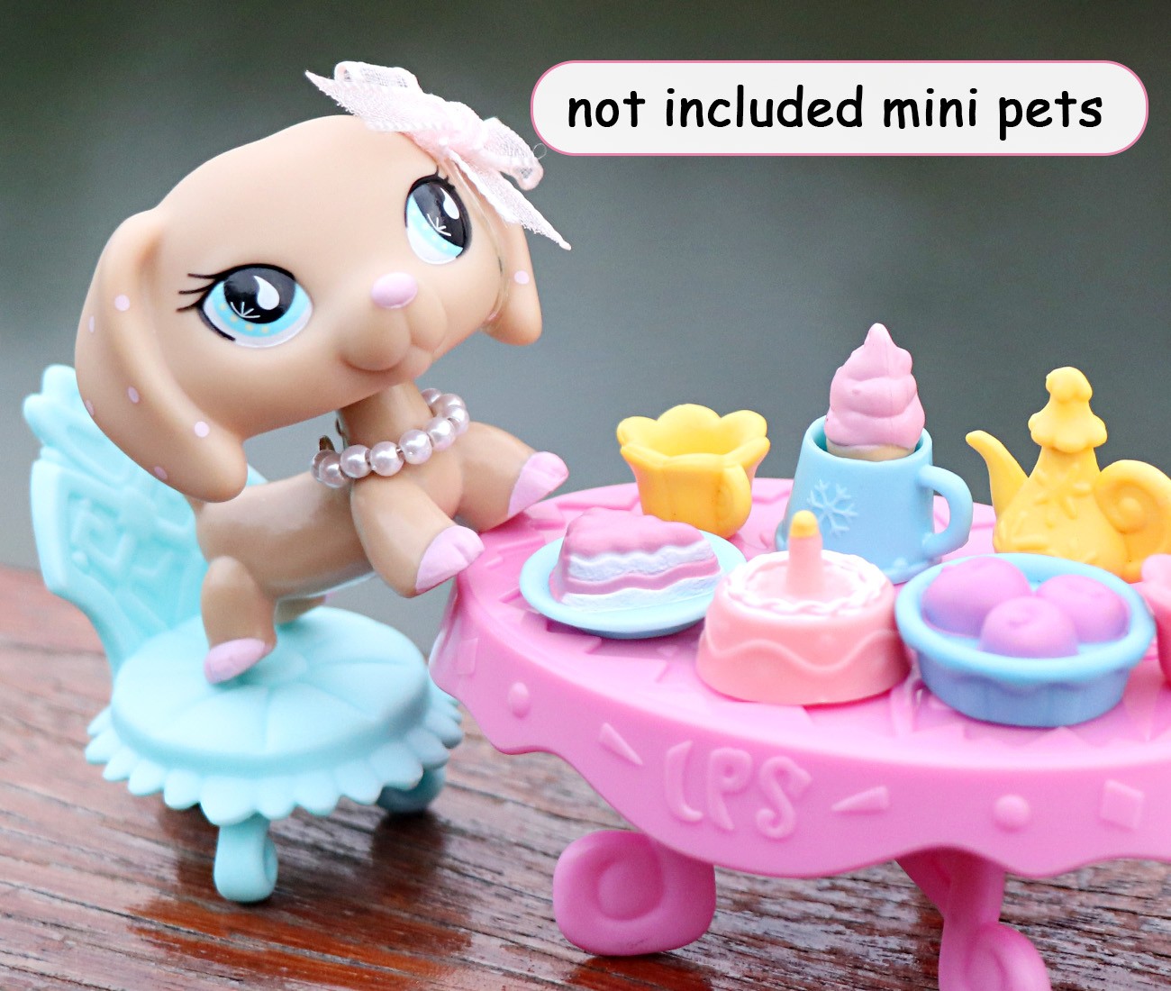 Mini Pet Shop1 table & 2 chairs & delicious food Fit LPS Pet Toy Xmas Gift Kid