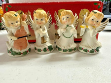Vintage Handcrafted Angel Quartet Christmas Holiday Figurines Set of 4