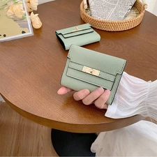Women Small Leather Envelope Wallet Credit Card Holder Mini Bifold Purse US FAST