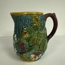 Antique Majolica BlackBerry Pitcher
