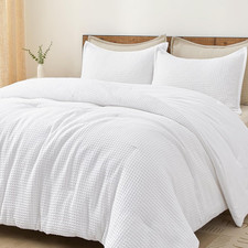Ultra Soft Waffle Weave Comforter Set Queen Size, 3 Pieces Lightweight Breathabl