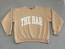 Felpa The Bar donna beige bianca logo grafica Varsity taglia large EXC