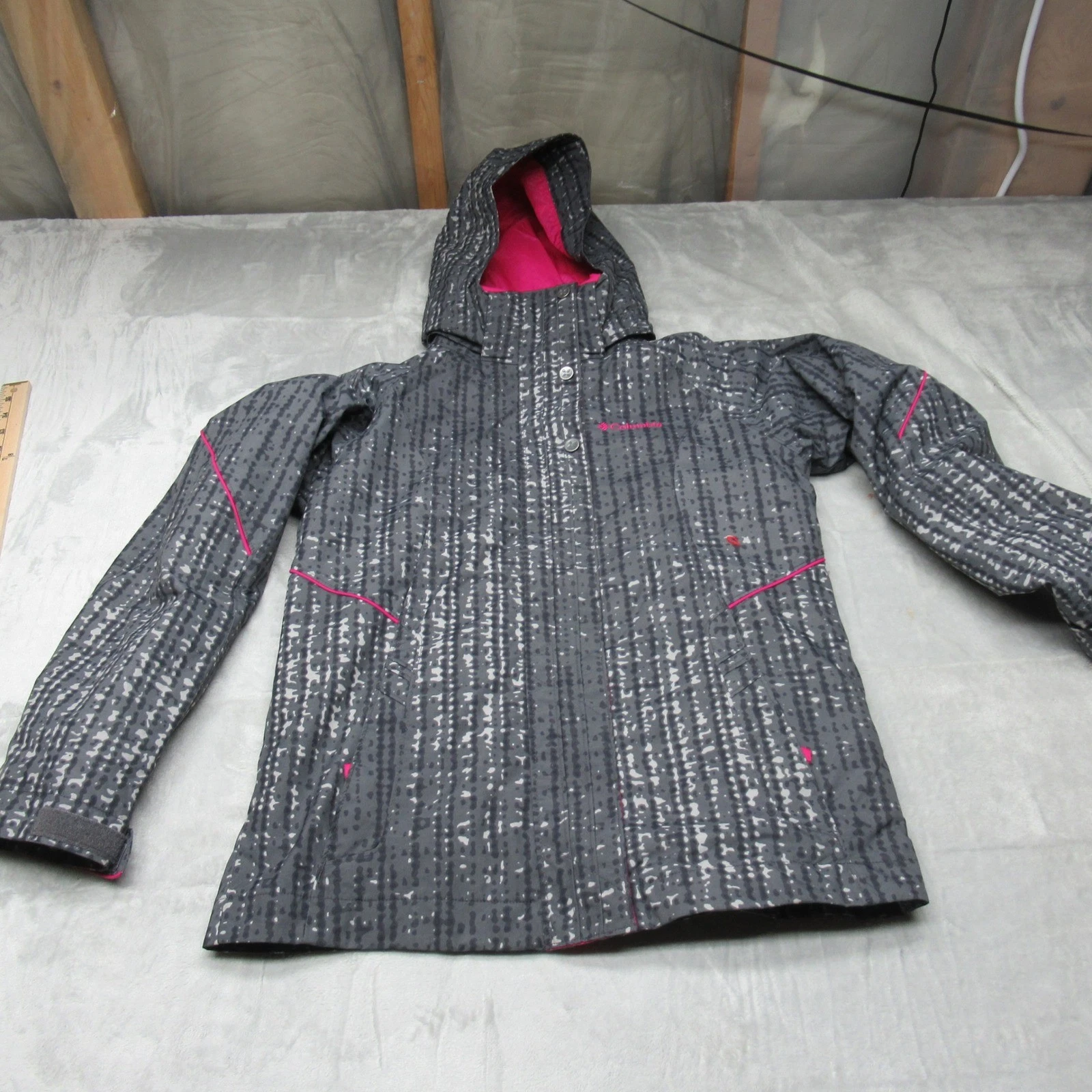 Columbia Jacket Girls Large 14/16 BLK Winter Ski Removable Liner Waterproof 3in1