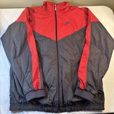 Vintage Nike Men  s Windbreaker Color Block Jacket Red And Black Full Zip Size L