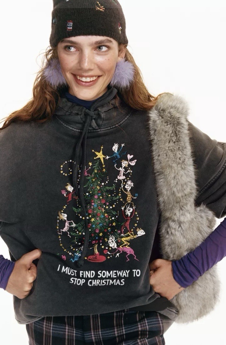 Zara GRINCH christmas faded sweatshirt hoodie size XS no returns
