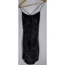 Sherri Hill Sequin Dress Black Solid Sleeveless Short Women Size 2