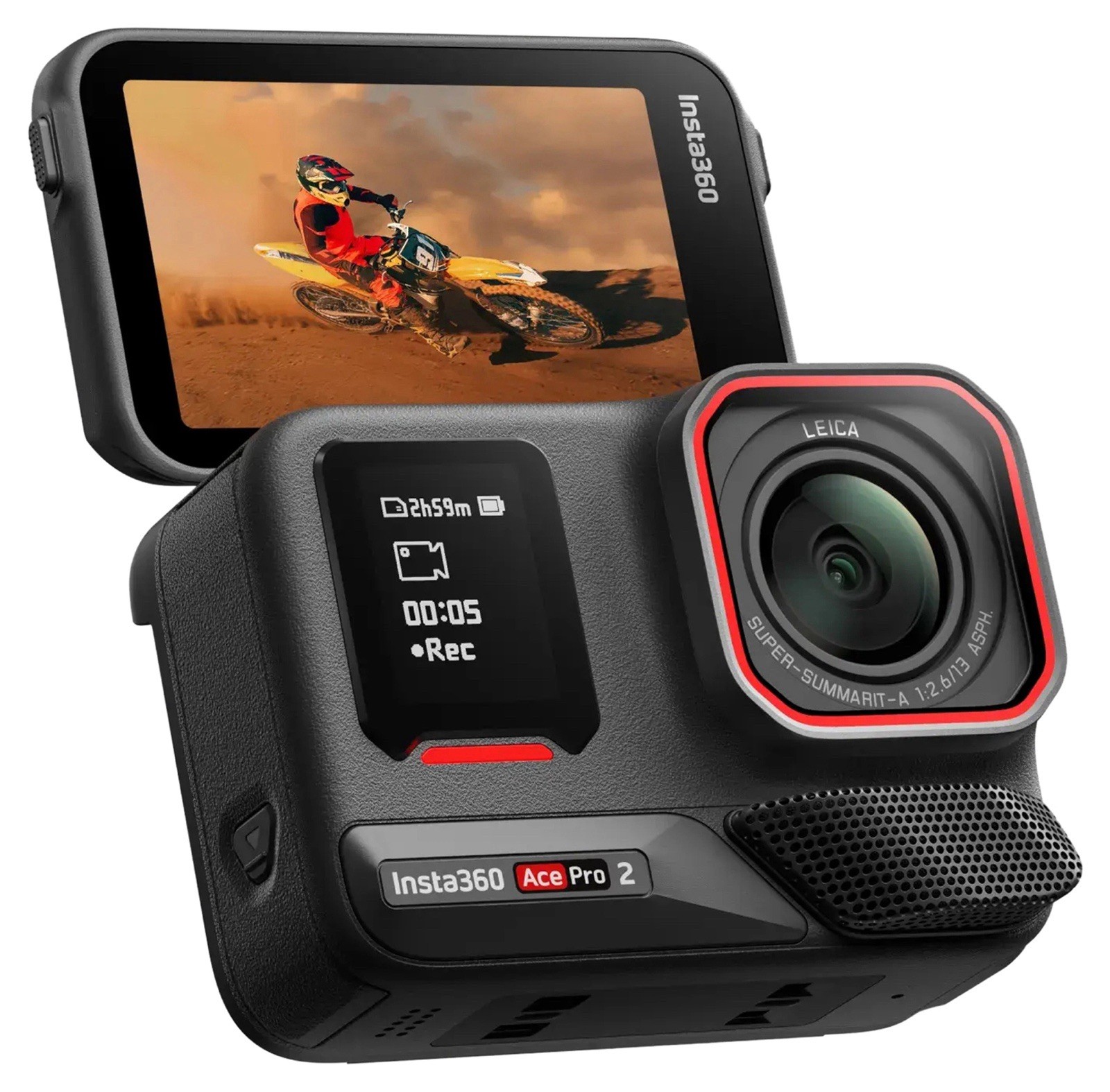 Insta360 Ace Pro 2 Action Camera Dual Battery + Supporto Casco + Adattatore Mic