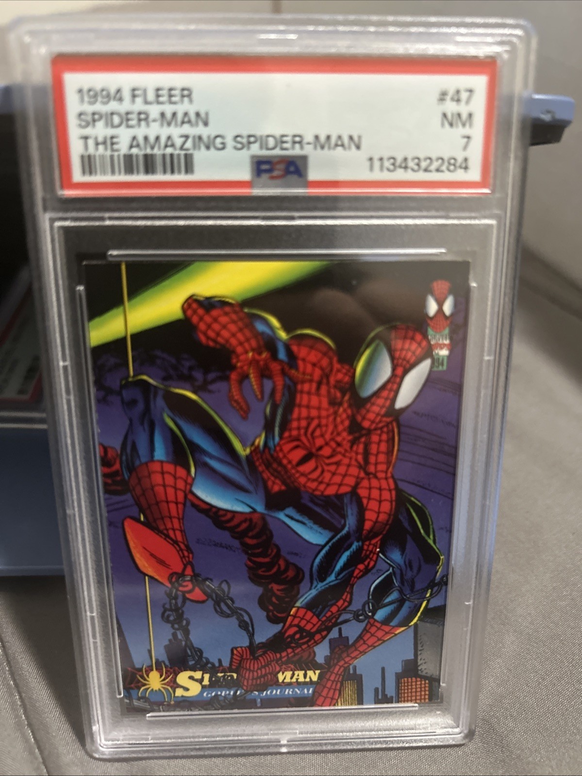 Spider-Man - 1994 Fleer Marvel Cards the Amazing Spider-Man #47 PSA 7 view 3
