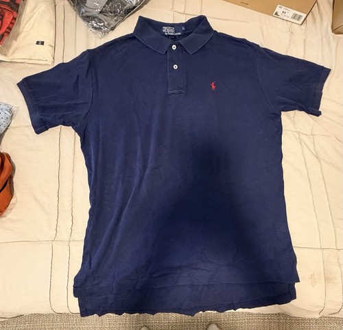Polo Ralph Lauren, Vintage Polo Ralph Lauren Mens Large Navy Blue Short Sleeve Polo Shirt Made USA