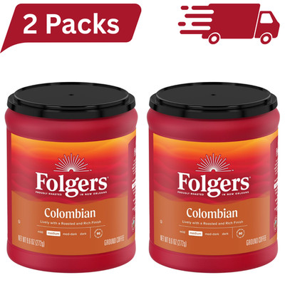 Folgers Colombian Ground Coffee, Medium Roast, 9.6 oz Canister