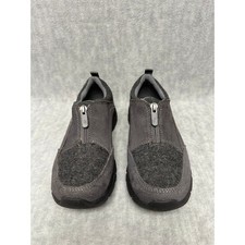 Lands End Gray Suede Fabric Zip Comfort 6B Slip On Shoes Women