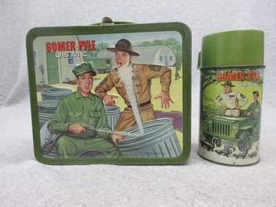 1966 GOMER PYLE USMC  TV Series  METAL LUNCHBOX  + THERMOS C#8 No rust, No dents