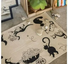 Torchons & Bouchons, Dubout, "Multicats" French Throw Rug, 100% Cotton Imported