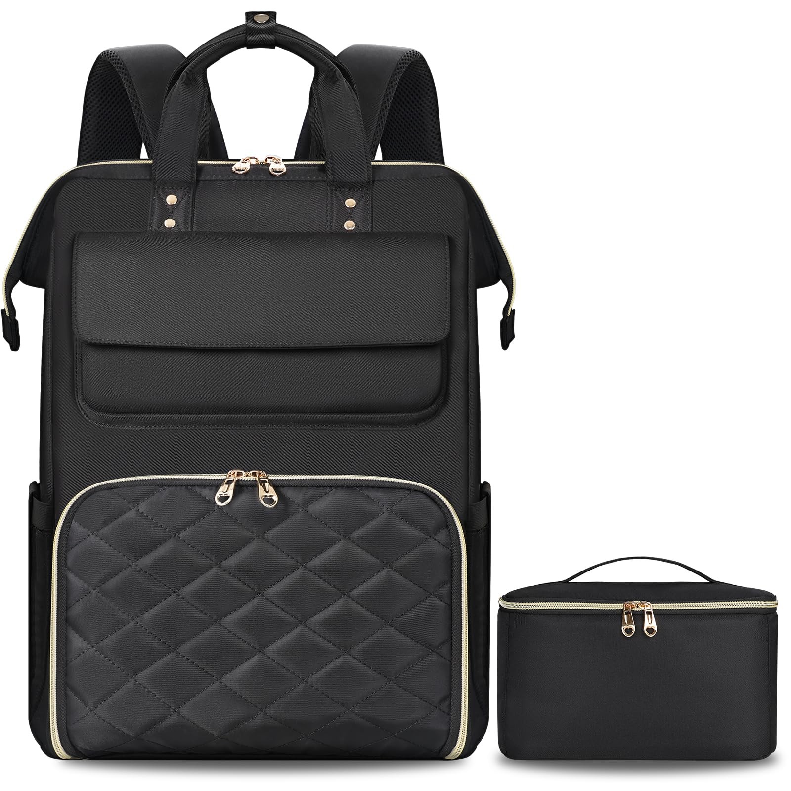 Insulated 15.6 Inch Laptop Lunch Backpack for Women with Cooler Compartment  