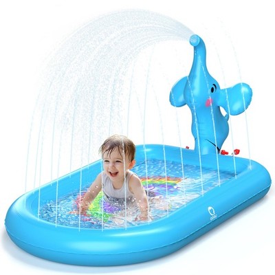 QPAU Splash Pads for 64.5 inches x 39.4 x 7 inches, Blue Elephant