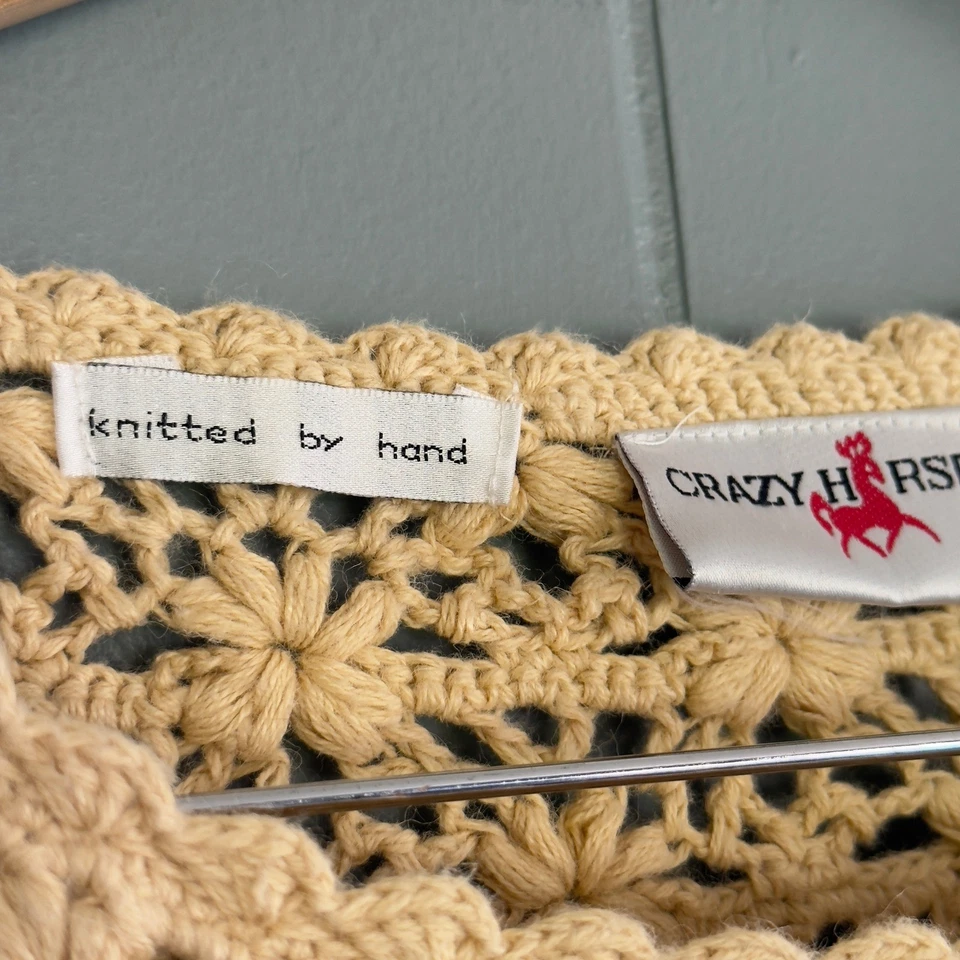 Crochet floral tunic sweater dress S vintage hand knit boho lagenlook cottagecor - Image 3 of 4