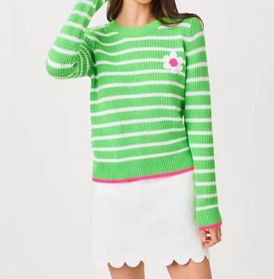 Lilly Pulitzer Jovienne Sweater Jackfruit Green Shine Bright Stripe