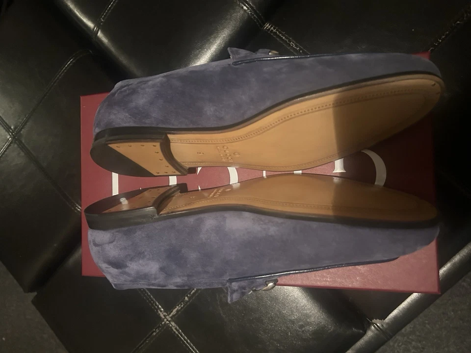 gucci mens Jordan blue suede monogram loafers UK 8 US 9 - Image 3 of 4