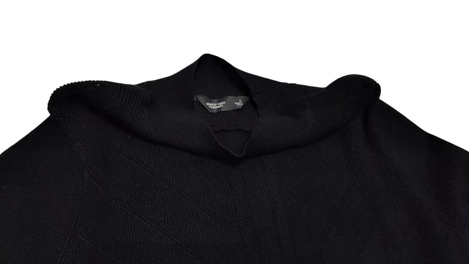 Vestido suéter feminino Simply Vera Vera Wang preto gola alta tamanho grande - Imagem 2 de 2