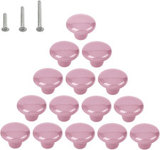15PCS Glossy Ceramic Knobs Button Round Mushroom Cabinet Dresser Vintage Pulls D