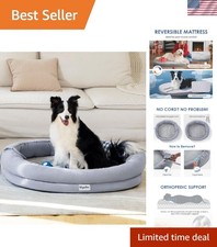 Pet Sofa for Large Dogs - Durable Orthopedic Bed with Washable Cover, Light Gray