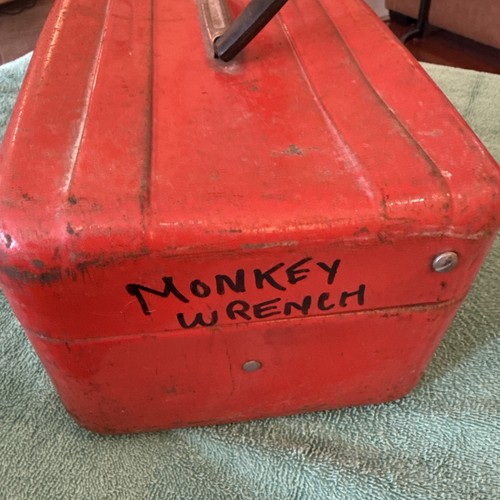 vintage Union Red Tackle Box Fishing tool box metal - Picture 8 of 19