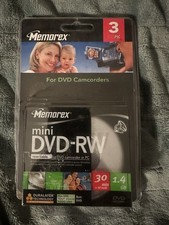 Memorex 3 Pack 2x Mini DVD-RW Discs With Jewel Cases 1.4 GB - NEW Sealed