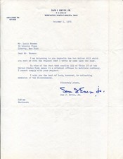 Sam Ervin Jr. US Senator North Carolina Watergate Scandal Signed Autograph TSL