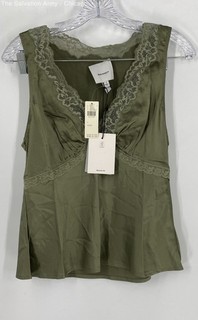 Reformation Womens Moss Green Aliceyn Silk Sleeveless Blouse Top Size 6