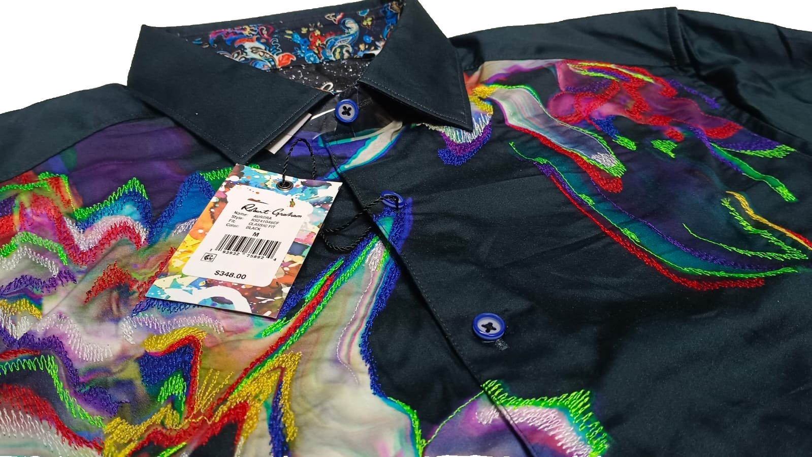 Robert Graham Aurora Abstract colorful embroidered Shirt S Small $348 Sold out image 9